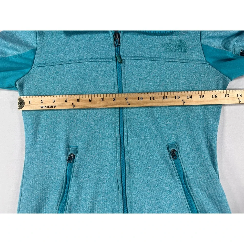 The North Face Womens Teal Heather Full Zip Fleece Jacket Mock Neck Small S/P